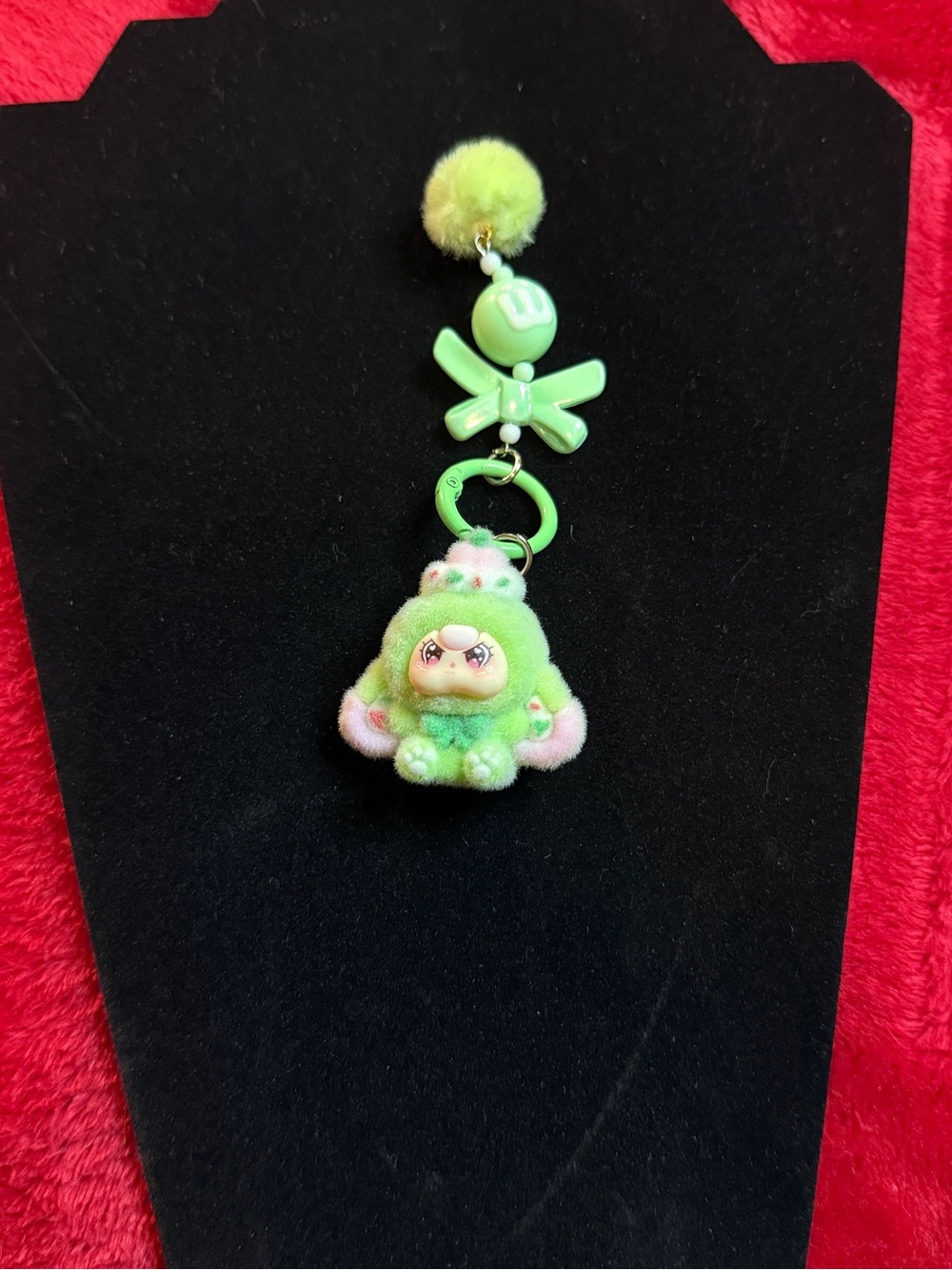 Dimoo No One’s Gonna Catch Me Green Plush Keyring Charm Kawaii Coquette
